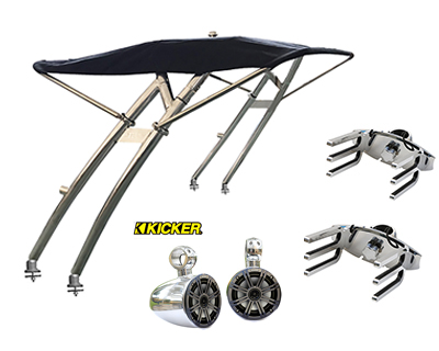 Reborn Launch Tower + Optional Pro/Pro2/Pro3 Tower Bimini + 2 Racks + Kicker Speakers