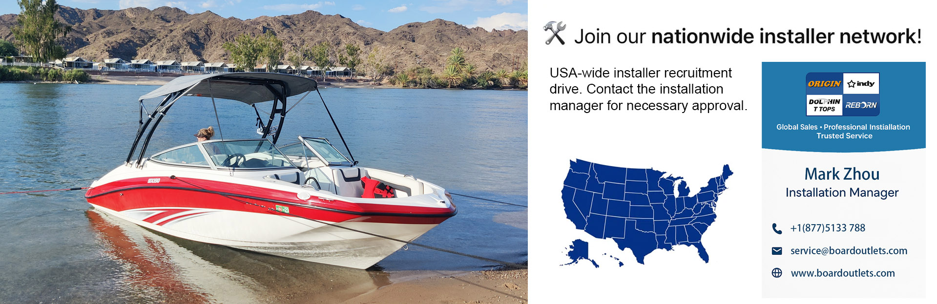 Reborn Launch wakeboard tower with foldable bimini